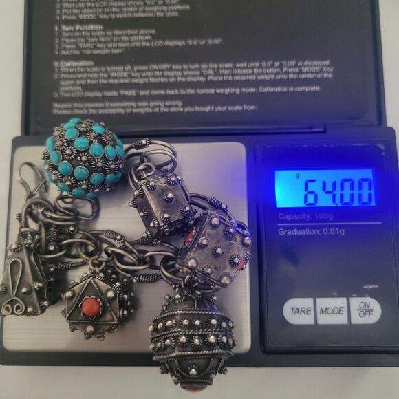 Vintage 7" Italian Etruscan 800 Silver 6 Charm Bracelet - Picture 6 of 8